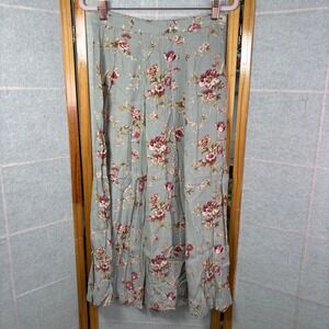 Smith & Hawken Womens Midi Sage Green Floral Rayon Size S VTG Y2K